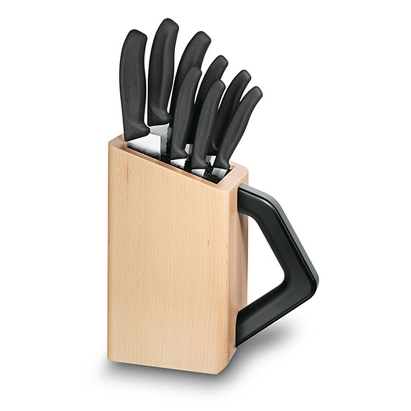 

Кухонный набор Victorinox SwissClassic Cutlery Block 8шт с чёрной ручкой с подставкой (8 ножей) (67173.8)