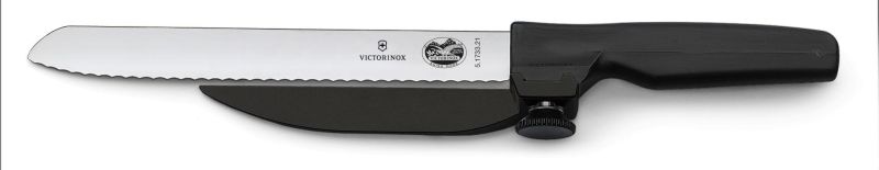 

Кухонный нож Victorinox DUX 21см волн. с направляющей с чёрной ручкой (51733.21)
