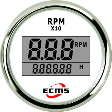 

Тахометр со счётчиком моточасов ECMS PLT2-WS-RPM белый