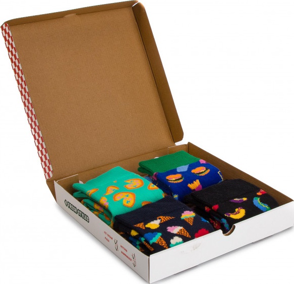 

Набор носков Happy Socks Junkfood Gift Box XFOD09-0100 41-46 4 пары Чёрный / Синий / Белый