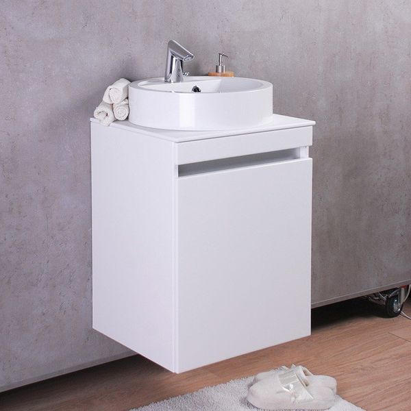 

Тумба Fancy Marble Sheldon 500 підвісна, з кам'яною стільницею з раковиною Renata 430, 498х449 мм h638, біла