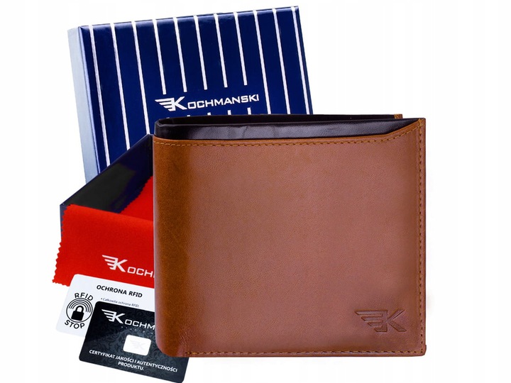 

Кошелёк кожаный мужской Kochmanski с защитой RFID 10.2 х 11.6 х 2 см коричневый с чёрным (K-VTOT-437-3430)