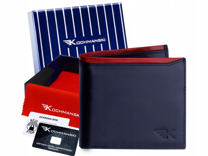 

Кошелёк кожаный мужской Kochmanski с защитой RFID 10.2 х 11.6 х 2 см тёмно-синий (K-VTOT-437-3410)