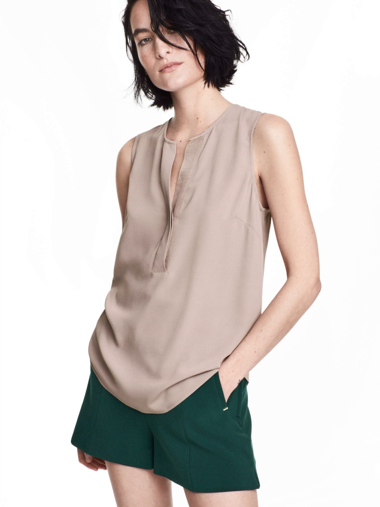 

Блузка H&M 5201056RP21 36 Темно-бежевая