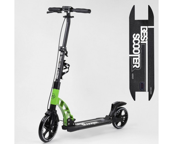 

Двухколесный самокат Best Scooter с 2 амортизаторами, дисковый тормоз, 49161, Черно-зеленый