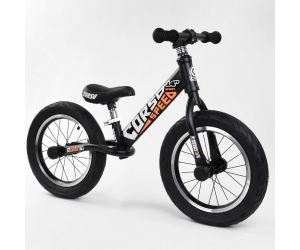 

Беговел Corso Speed Sport 14" (велобег), 53047, надувные колеса, Черно-оранжевый