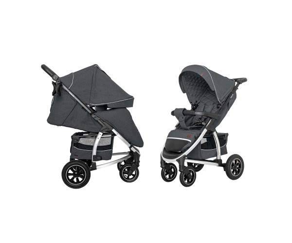 

Прогулочная коляска CARRELLO Vista CRL-5511 с дождевиком, Темно-серая в льне