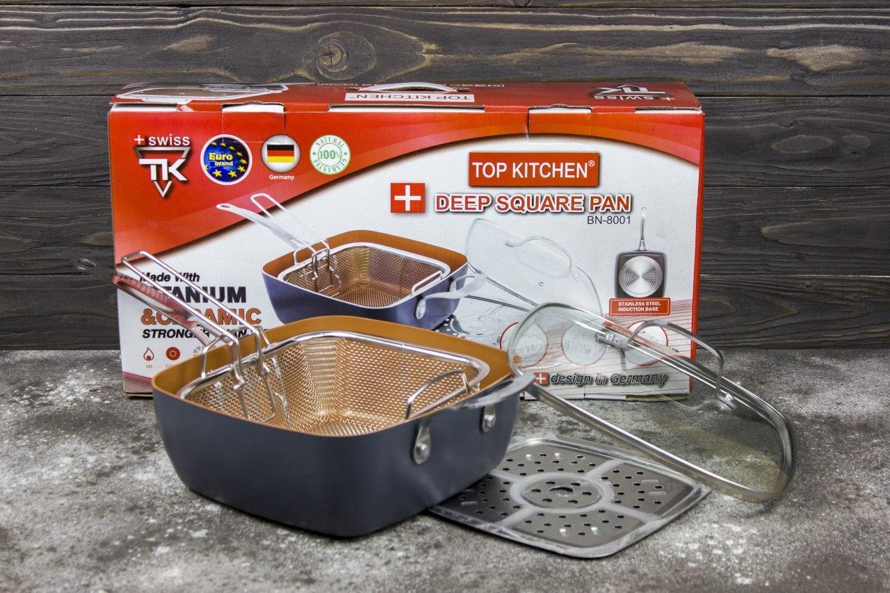 

Сковородка-фритюрница пароварка TOP Kitchen BN-8001 квадратная с крышкой