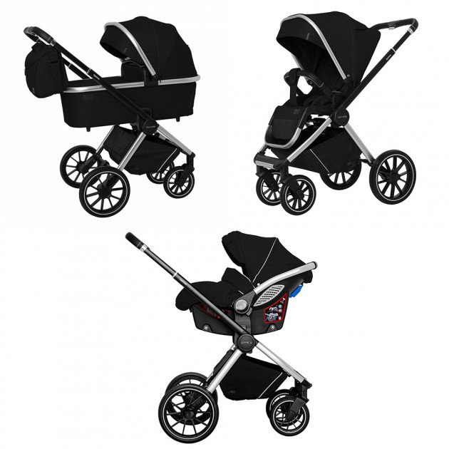 

Коляска універсальна Carrello Optima 3 в 1 Leather Black в льоні (CRL-6504)