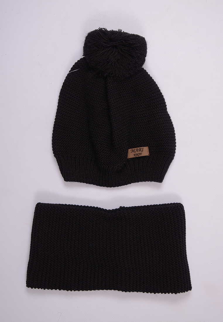

Комплект шапка хомут Mari-Knit 0805-05 р54 52см черный 57125