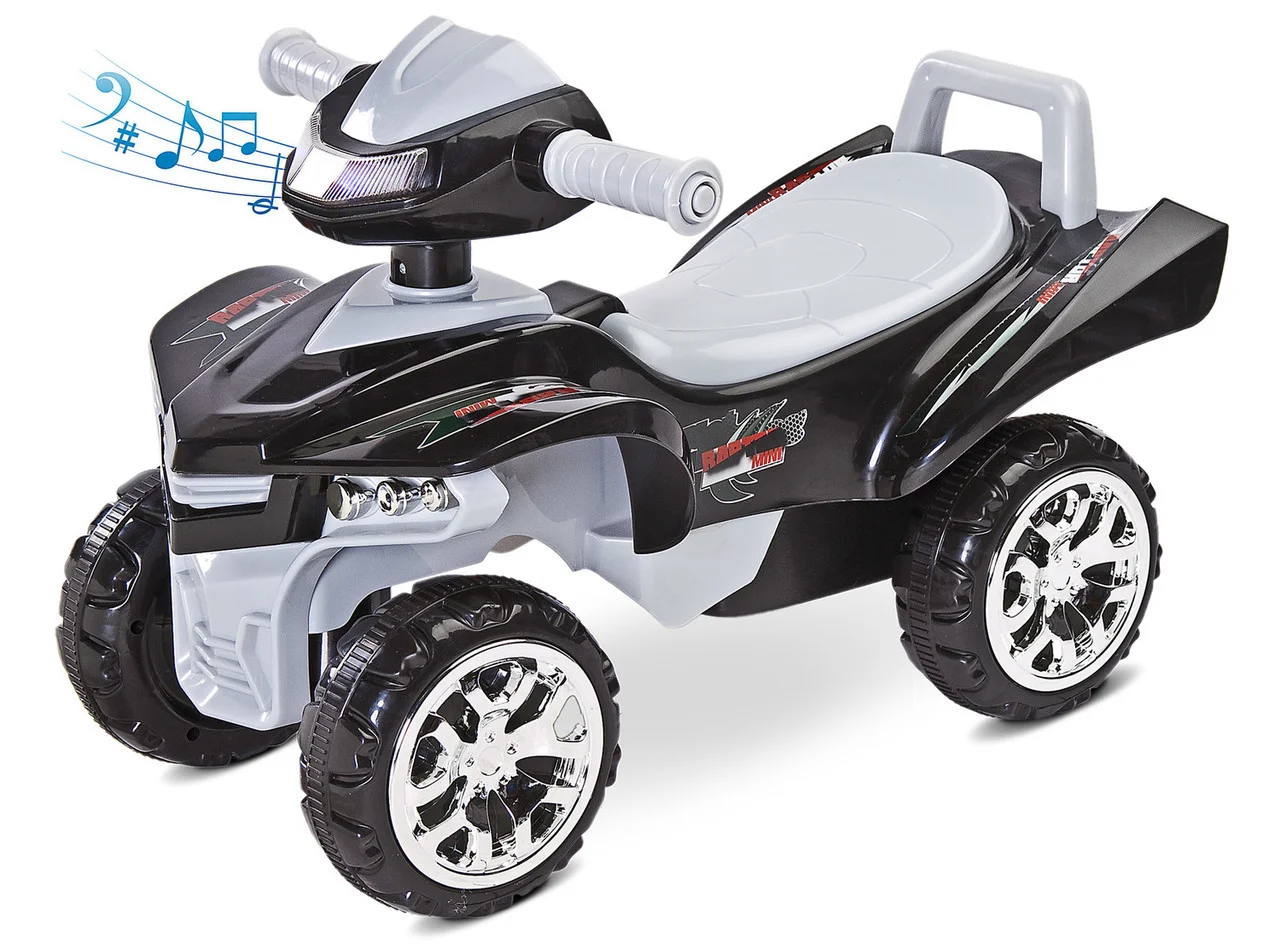 

Квадроцикл для катания Caretero Mini Raptor Grey со звуковыми эффектами и мелодиями + багажник и прорезиненные ручки