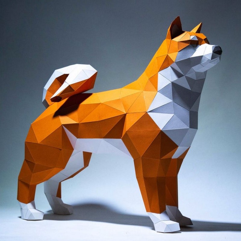 

Набор для создания 3D фигуры оригами papercraft Сиба-ину Papercraft
