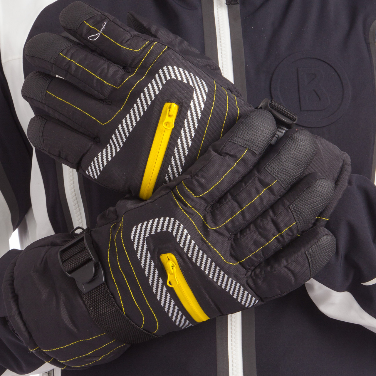 

Перчатки горнолыжные мужские Zelart Ski A622 размер L Black-Yellow-White