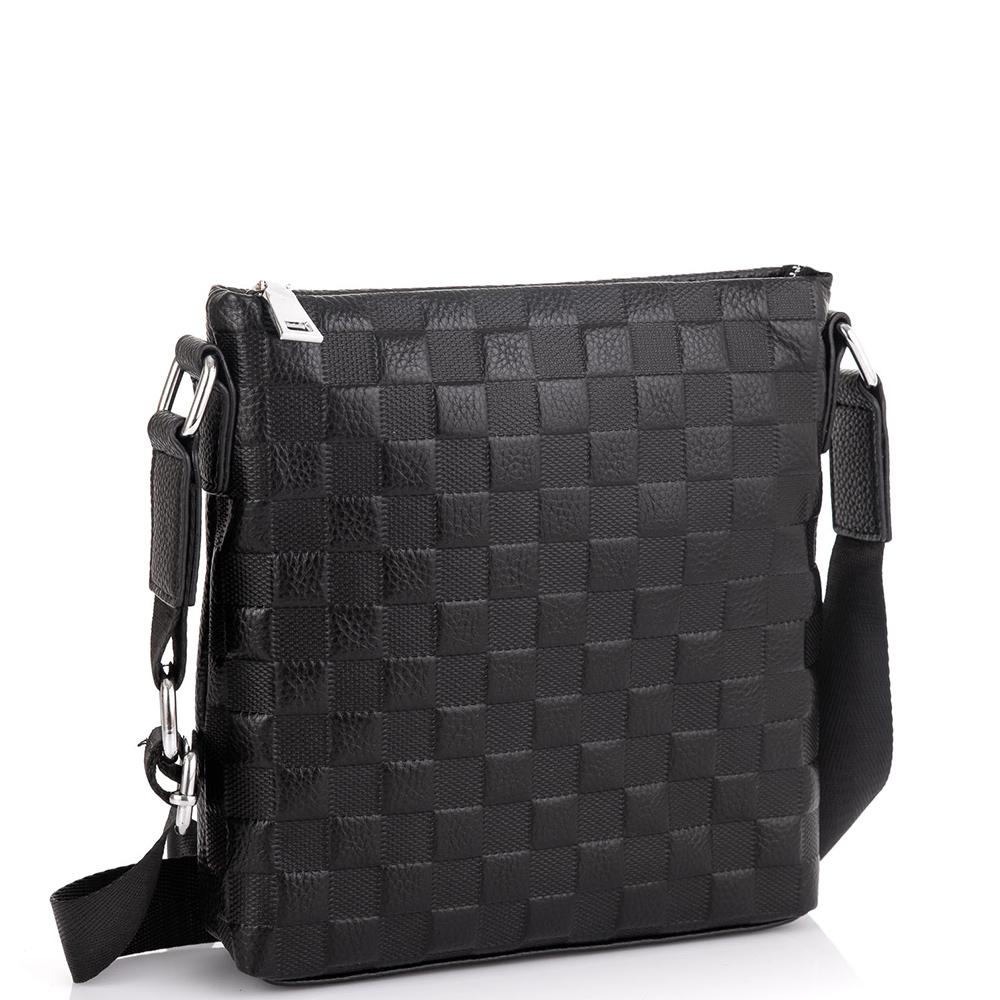 

Мужская сумка через плечо черная фактурная Tiding Bag A25-6106A