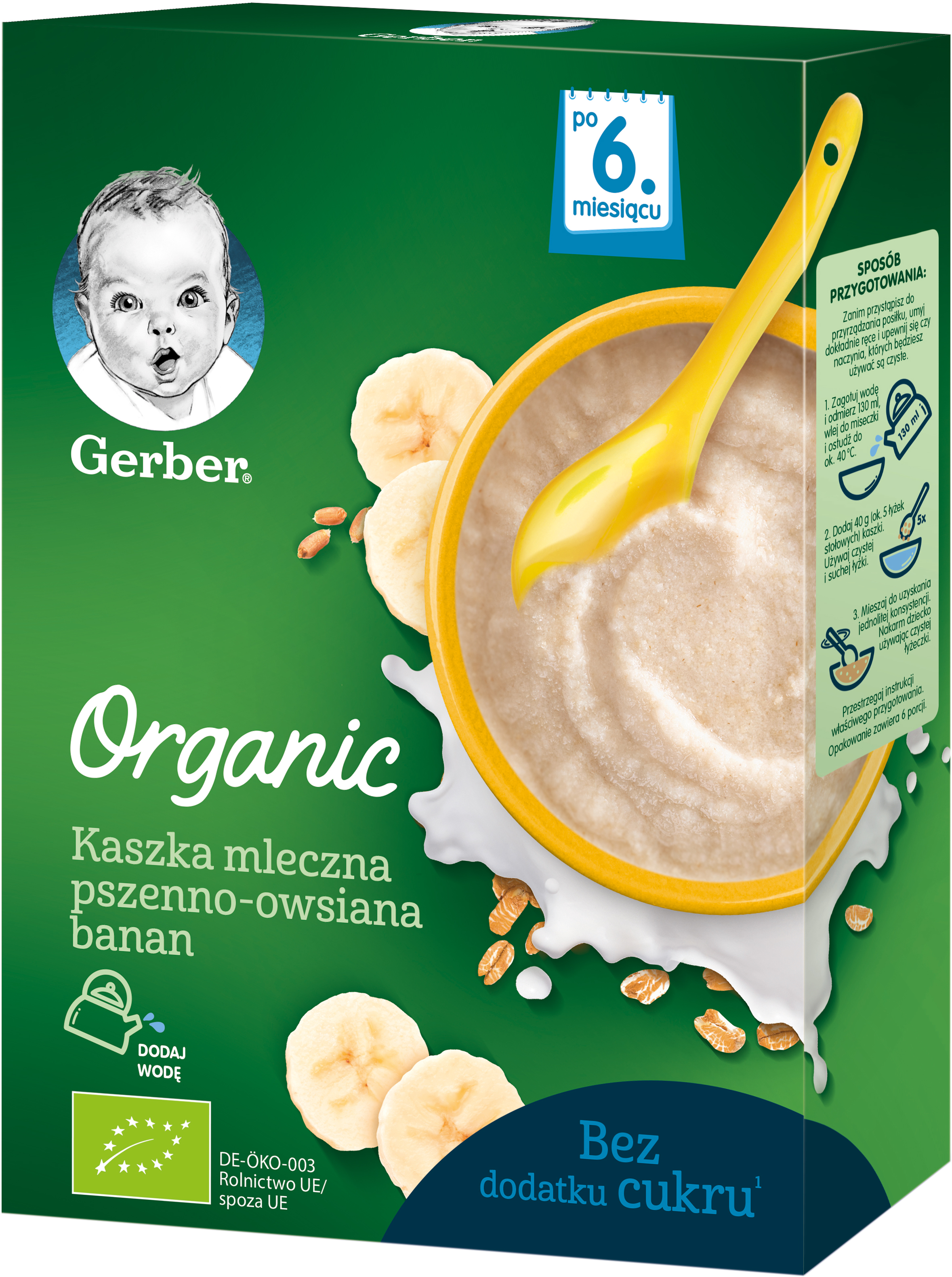 Акция на Упаковка детской каши Gerber Organic сухая молочная быстрорастворимая органическая Пшенично-овсяная с бананом с 6 месяцев 240 г х 9 шт (7613036531504) от Rozetka UA