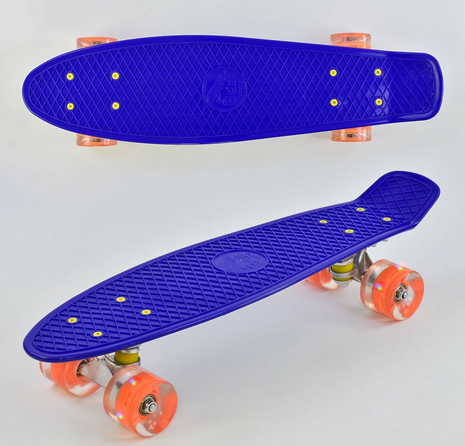 

Скейт Пенни борд Best Board со светящимися колесами, синий (7070)