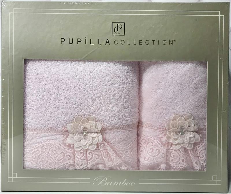 

Набор полотенец Pupilla Romantik Bambuk лицевое 50х90см и банное 70х140см, розовый