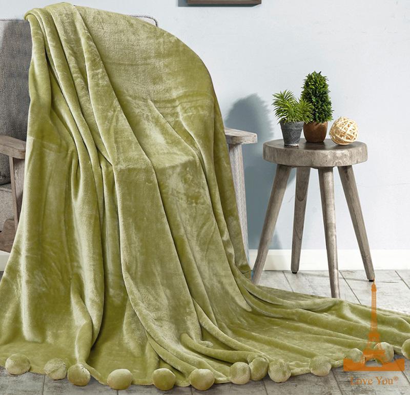 

Плед меховый Love You с помпонами 200х220, зеленый