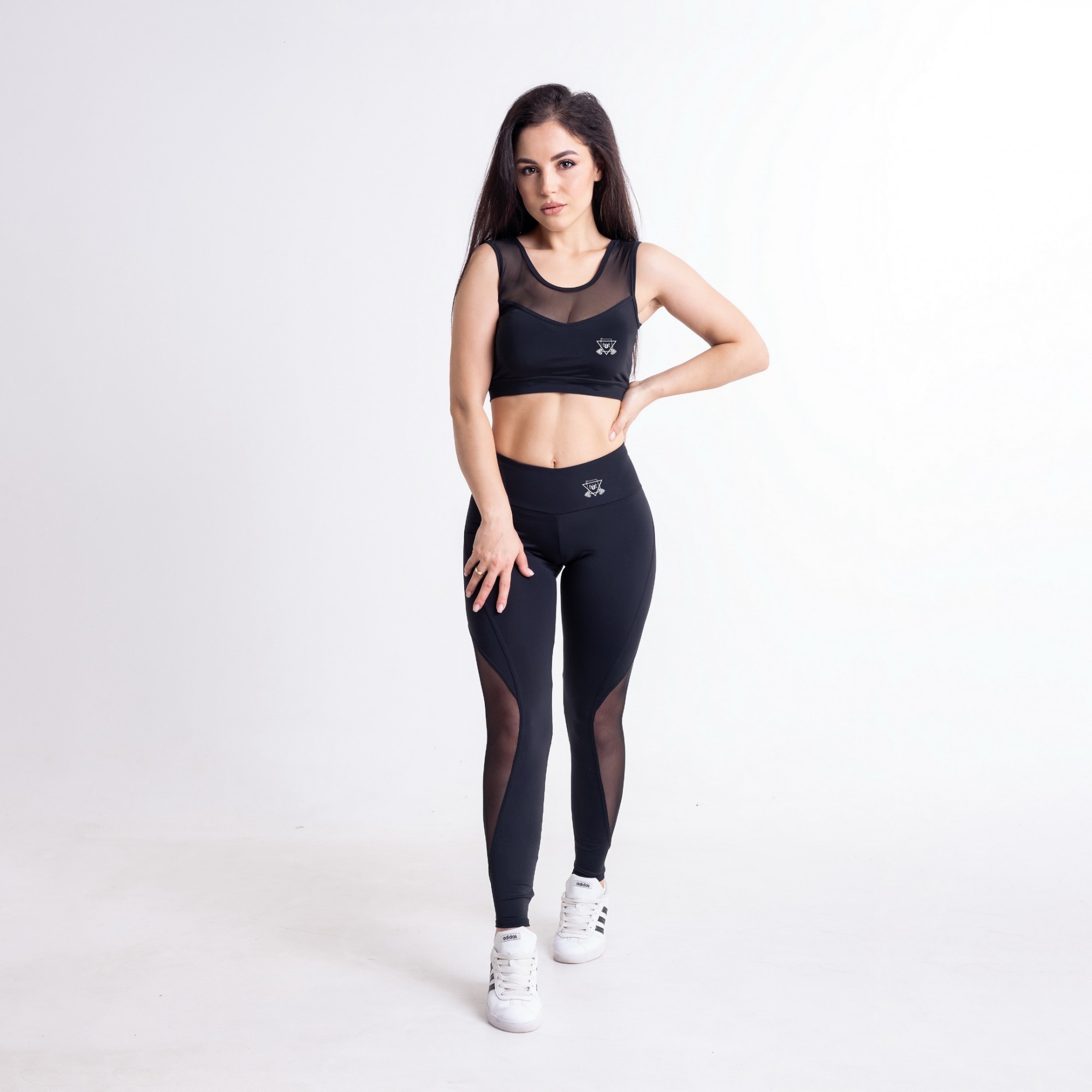 

Женский спортивный костюм (Топ+леггинсы) с сеточкой FitU XL Черный 000150494