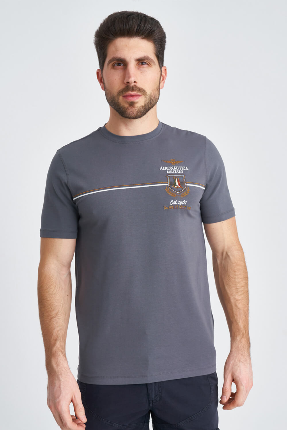 

Серая мужская футболка из хлопка Aeronautica Militare 3841 XXL
