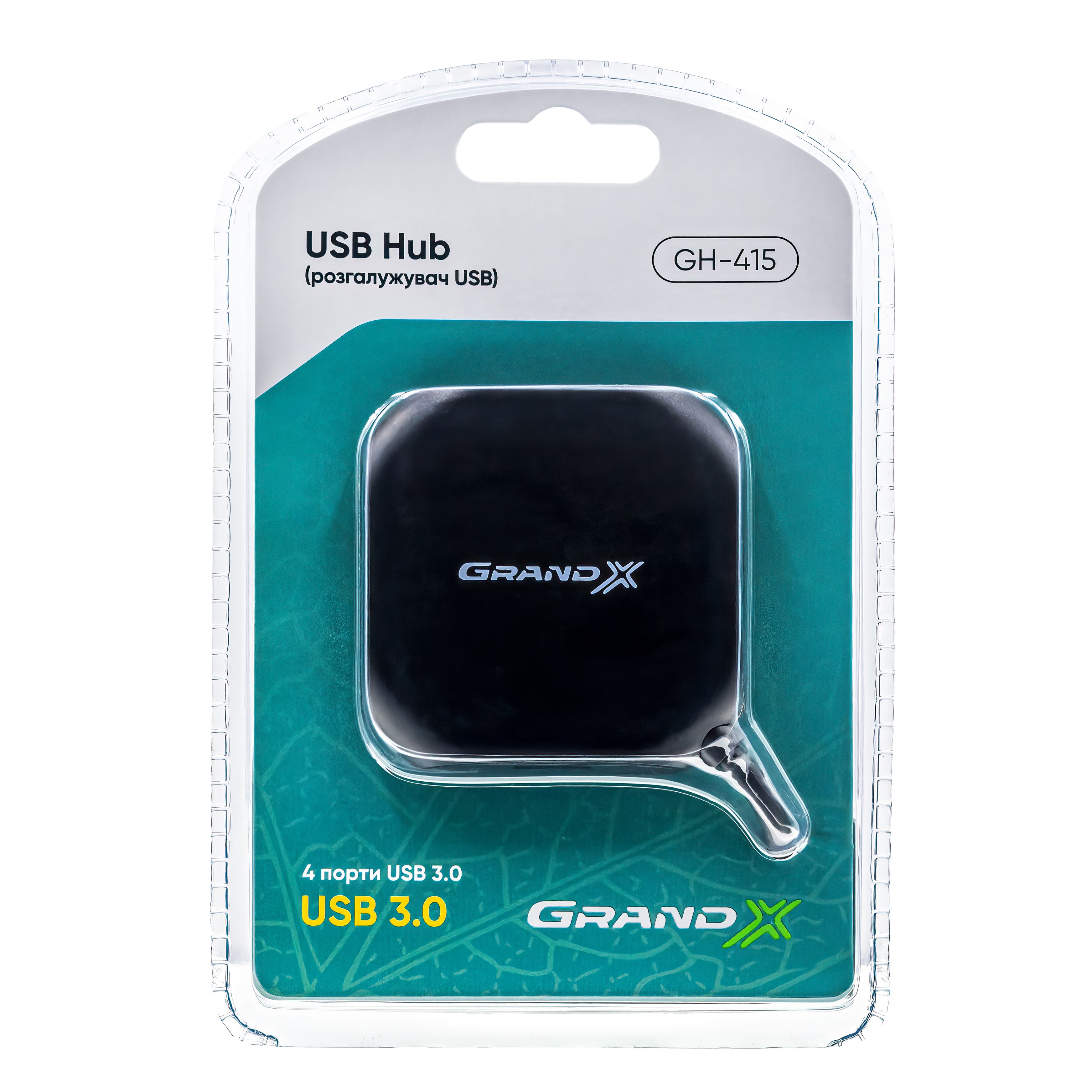 USB-хаб Grand-X Travel 4 порти USB 3.0 Black (GH-415) — фото 2