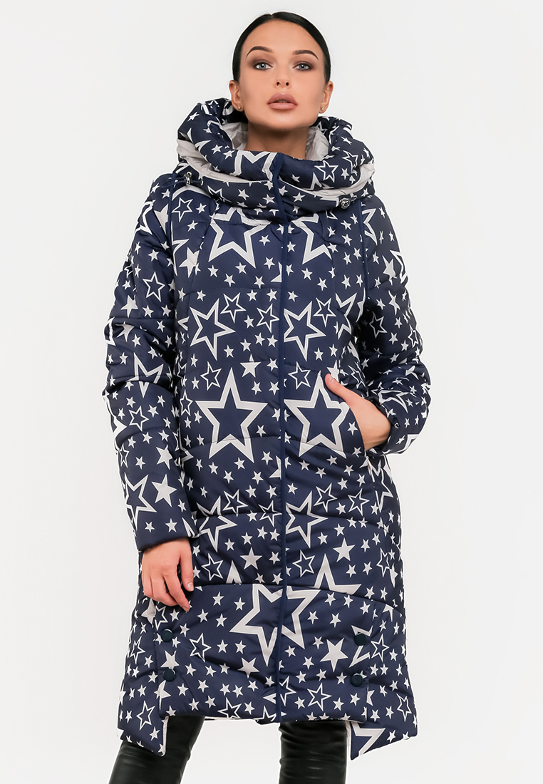 

Зимняя длинная куртка со звездами Modniy OAZIS - Темно-синий, Зимняя длинная куртка со звездами Modniy OAZIS 40-42 Темно-синий