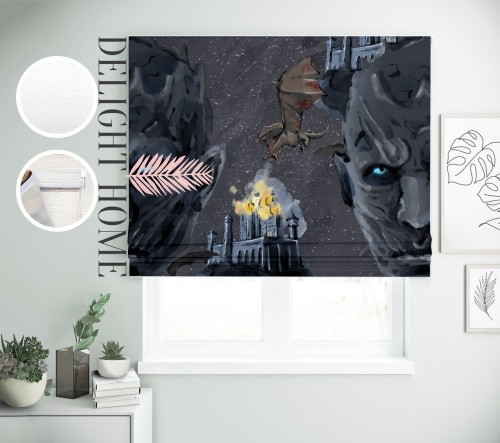 

Римская штора с фотопечатью 15-007 система Prestige I&H Джуси велюр 170*170 см