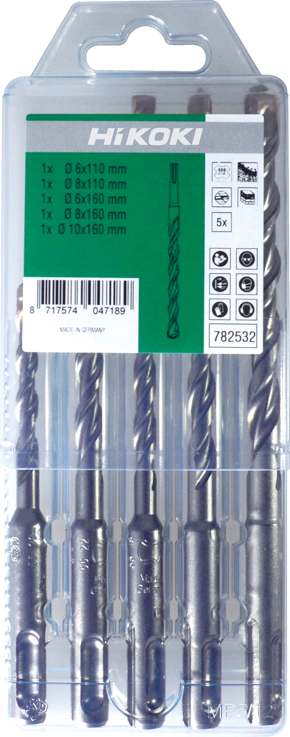 

Набір бурів HiKOKI SDS-plus 6 / 8х50х110 + 6/8 / 10х110x160 мм