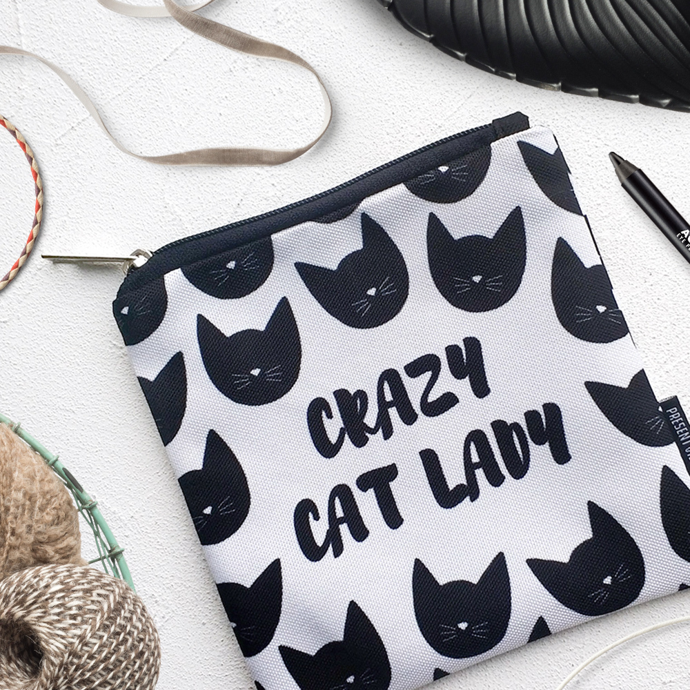 

Косметичка квадратная Basic Presentville Сrazy cat lady 16x16 см