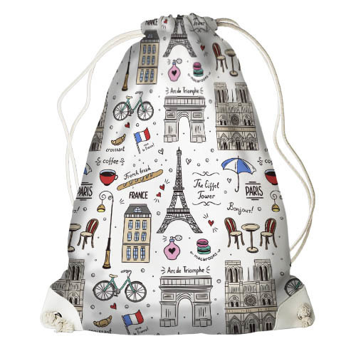 

Рюкзак-мешок Presentville Париж, Франция, белый фон 33x45 см