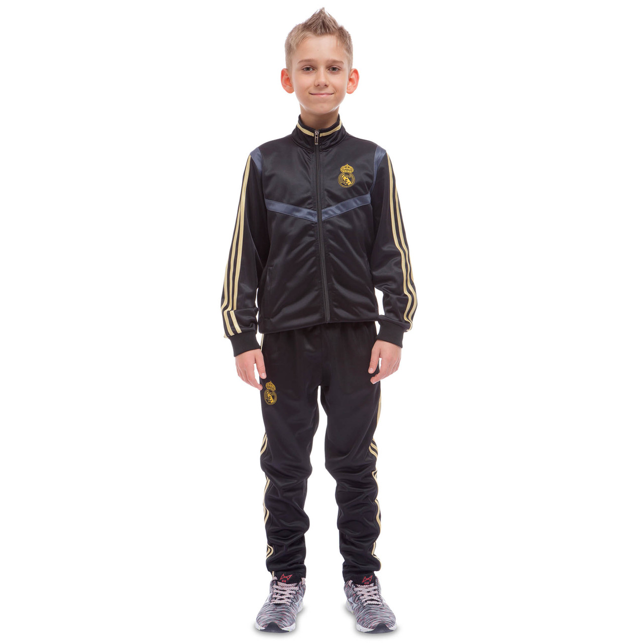 

Костюм спортивный детский Zelart Real Madrid Реал Мадрид LD-6126K рост 140-145 см (30) Black-Gold
