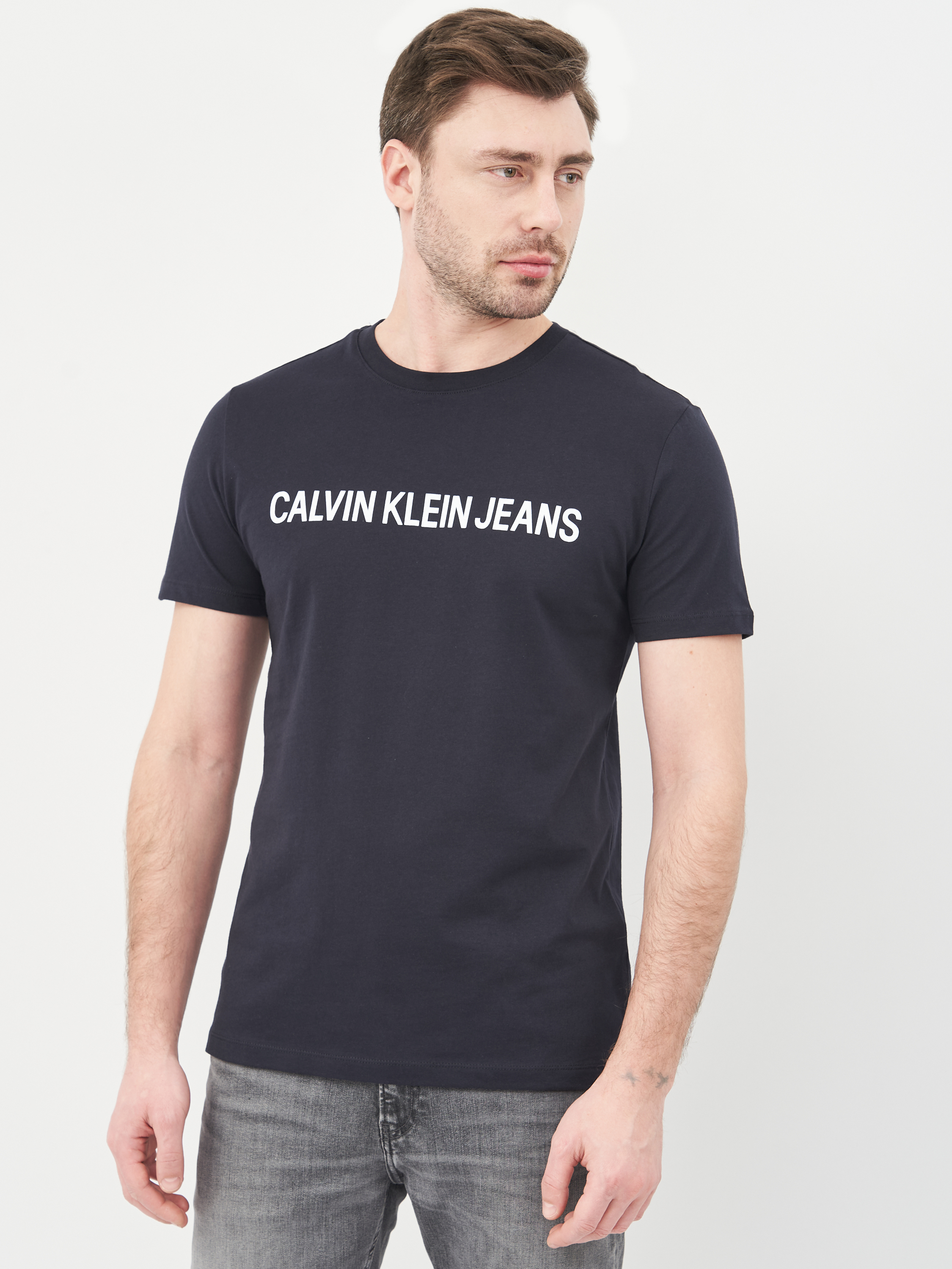 Акция на Футболка Calvin Klein Jeans 10489.4 XL (50) Темно-синя от Rozetka