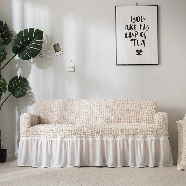 

Чехол на диван с юбкой Home Collection Evibu Турция Молочный (NT-10311)