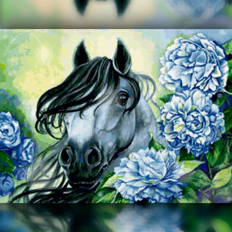 

Алмазная вышивка мозаика The Wortex Diamonds Лошадь в цветах 30x40см TWD20031 полная зашивка квадратные стразы. Набор алмазной вышивки