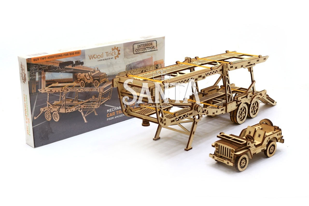 

Деревянный конструктор Wood Trick Прицеп автовоз.Техника сборки - 3d пазл