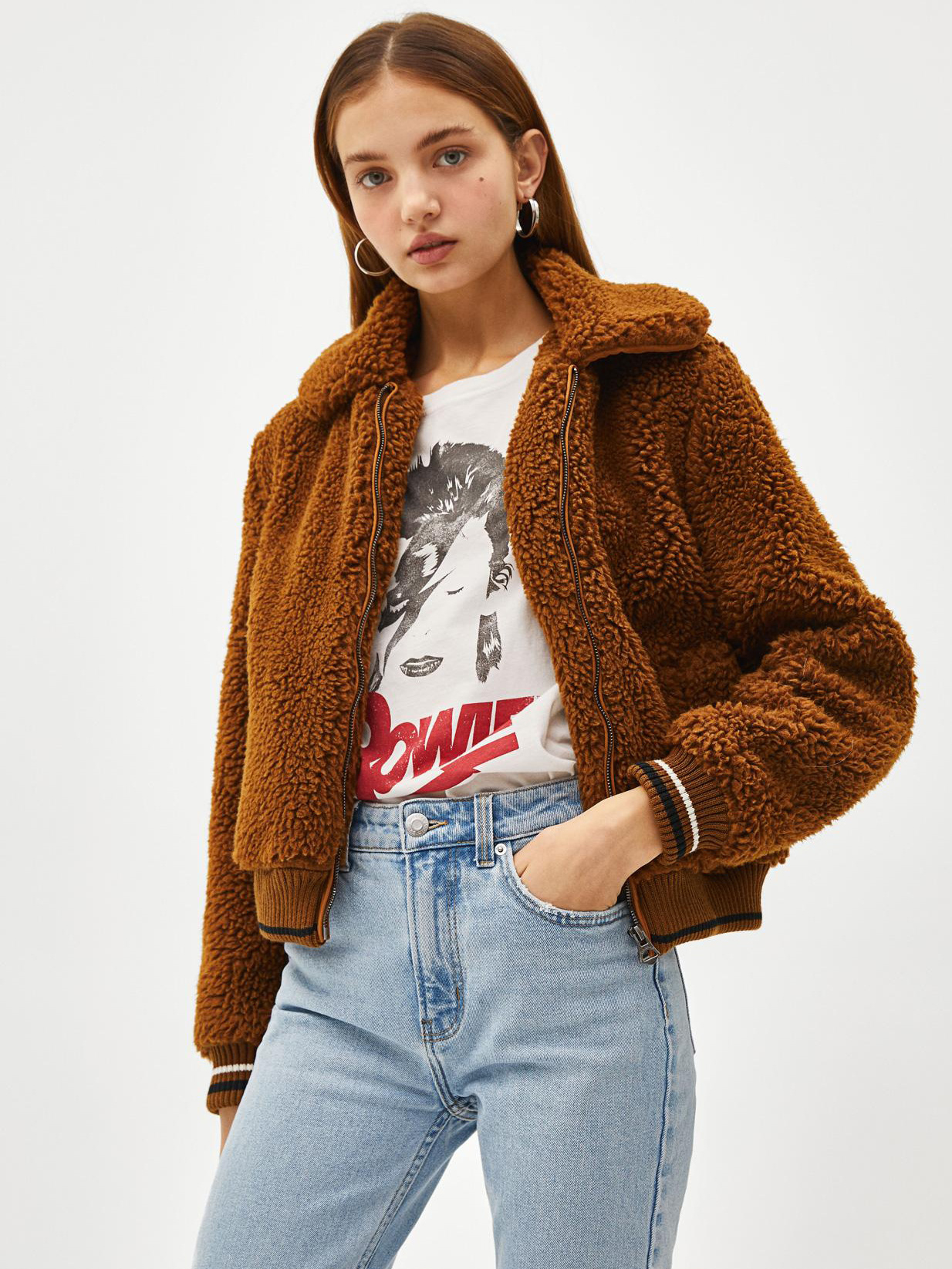 

Эко полушубок Bershka 6335-407-704-ACXQ S Темно-коричневый