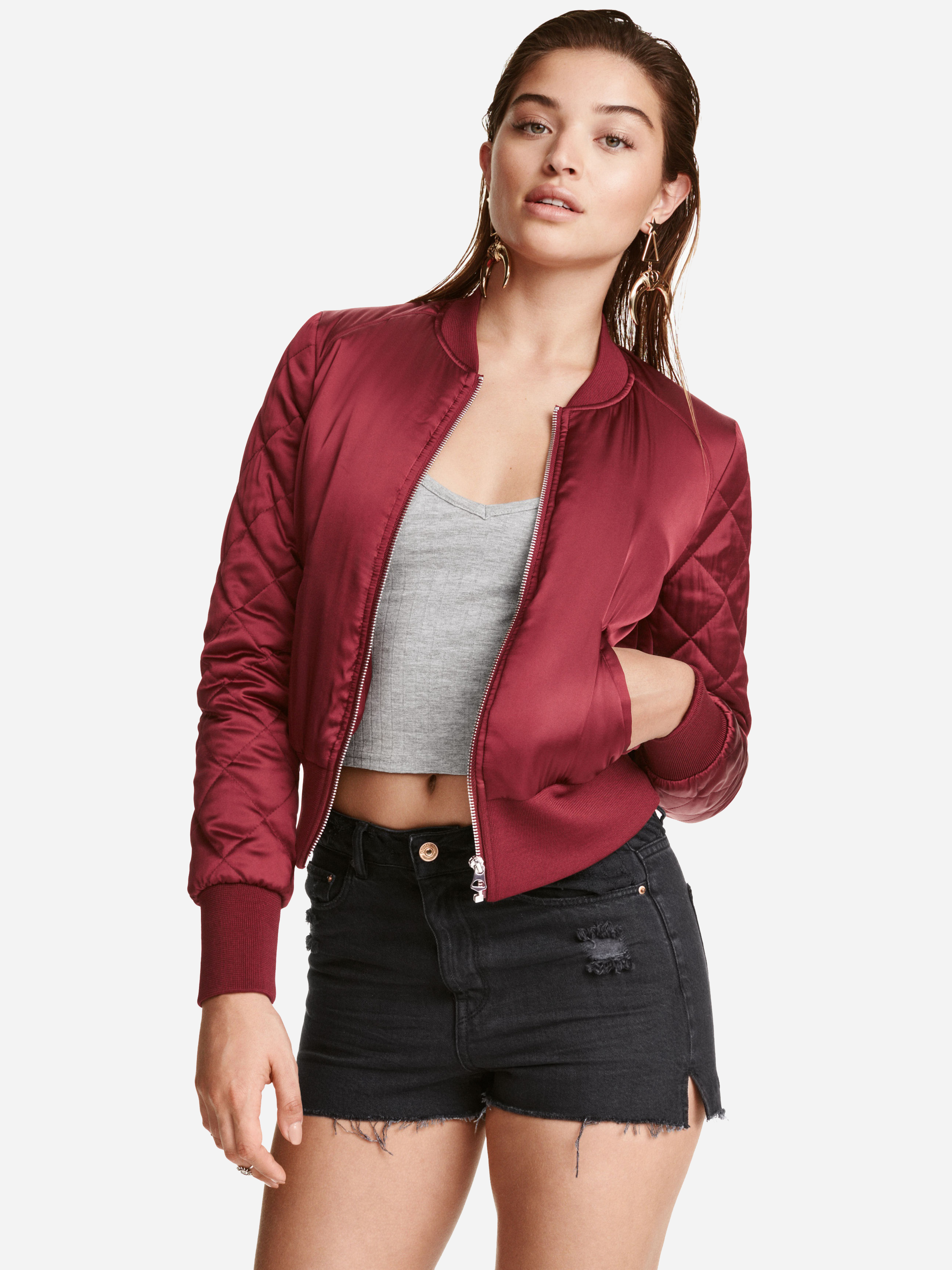 

Бомбер H&M 3145224-ACXR 32 Темно-красный