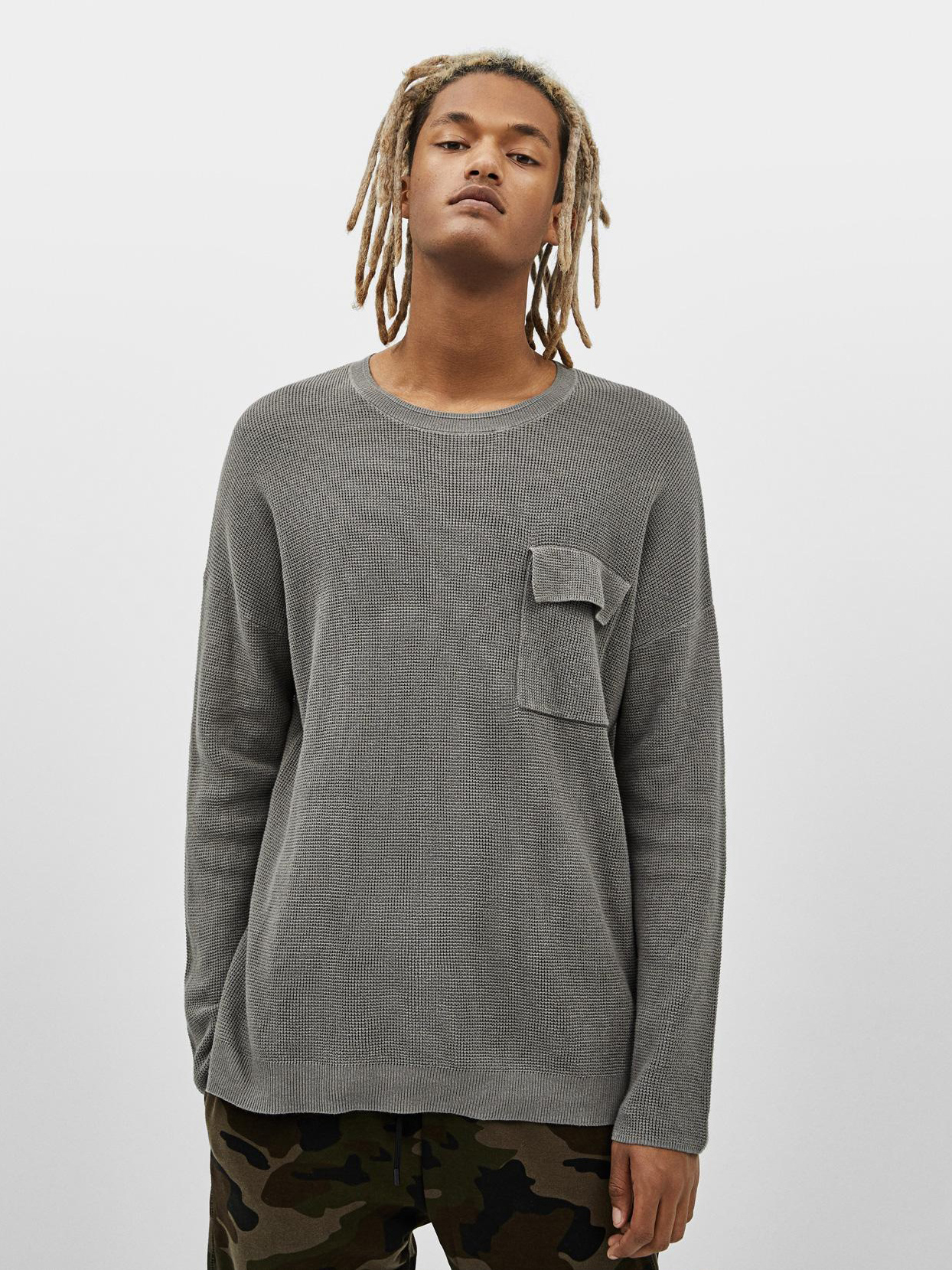 

Джемпер Bershka 2089-547-916-ADVB S Серый с зеленым