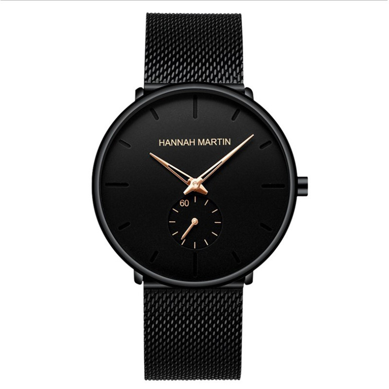 

Часы мужские Hannah Martin 2140 Black наручные с сетчатым ремешком из нержавеющей стали