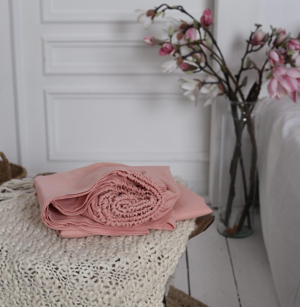 

Крафтове простирадло Luxury Linen полуторне 145см * 220см Peach