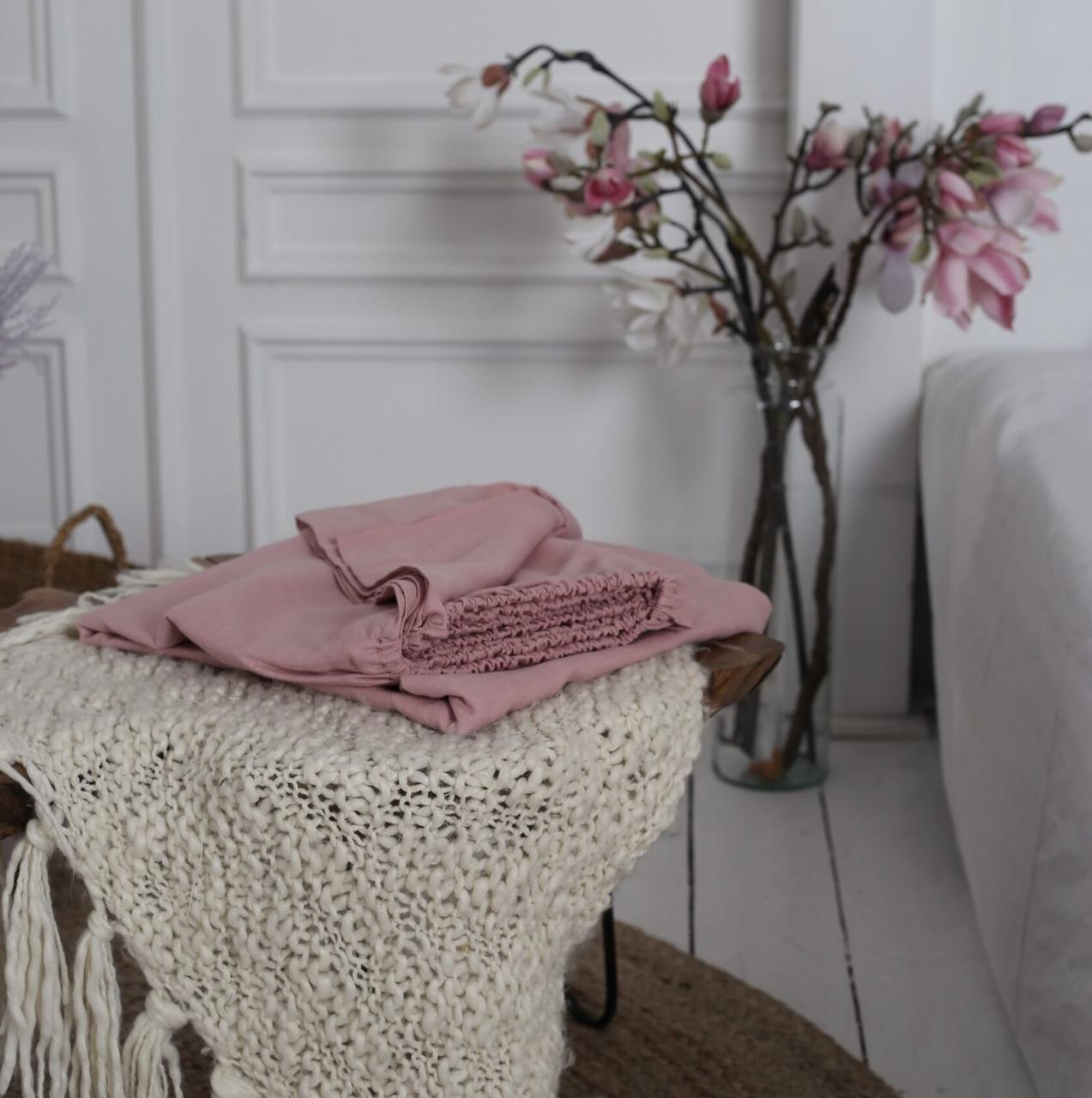 

Крафтове простирадло Luxury Linen двоспальне на гумці 160 * 200 * 35 Orchid