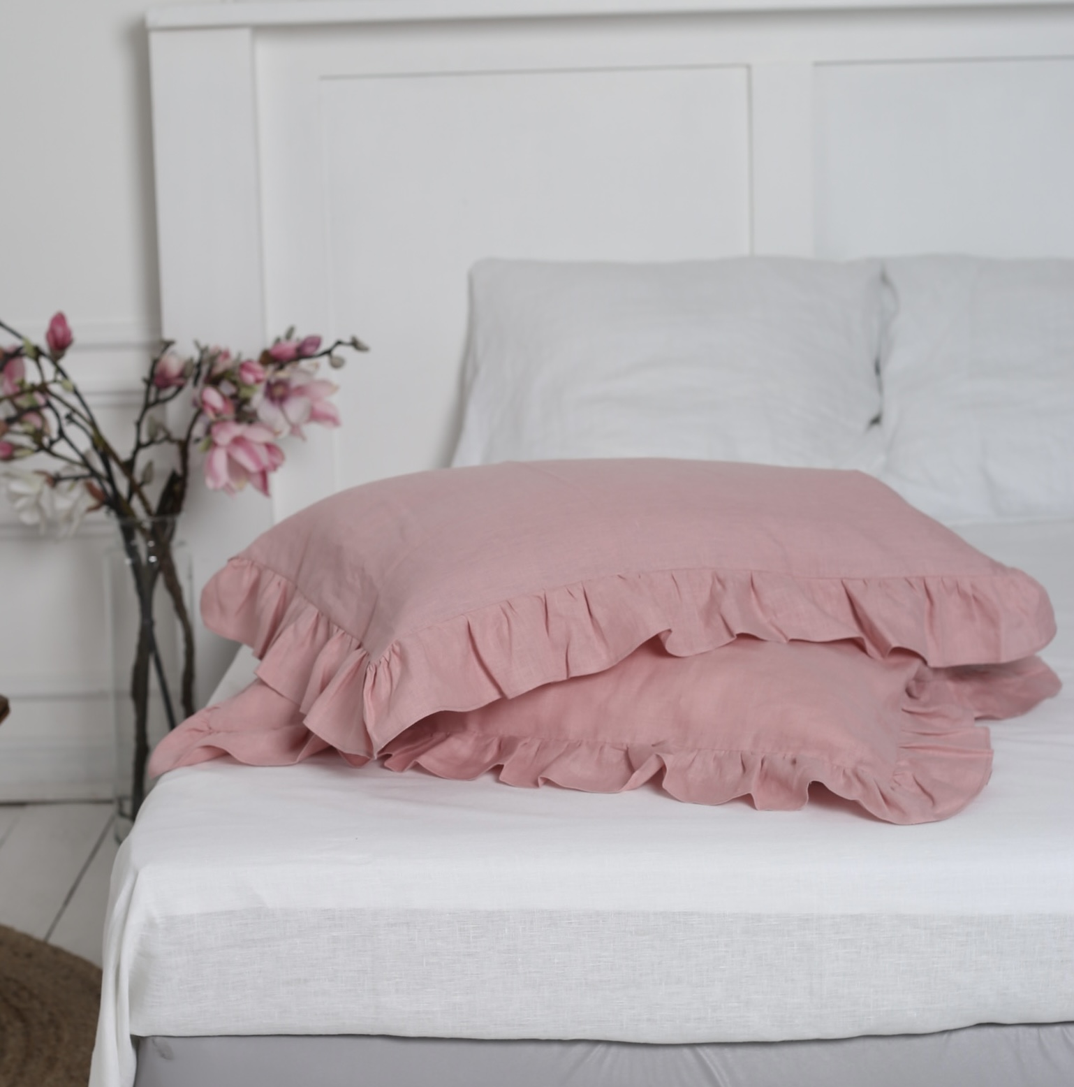 

Крафтова наволочка Luxury Linen на блискавці льон 50*70 см 2шт з рюшами Orchid