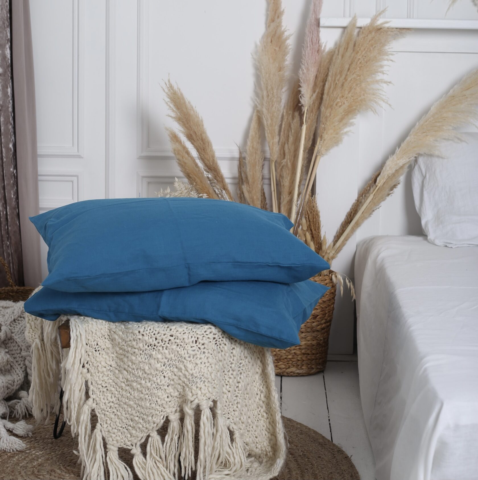 

Крафтова наволочка Luxury Linen на блискавці льон 60*70см 2шт Turquoise