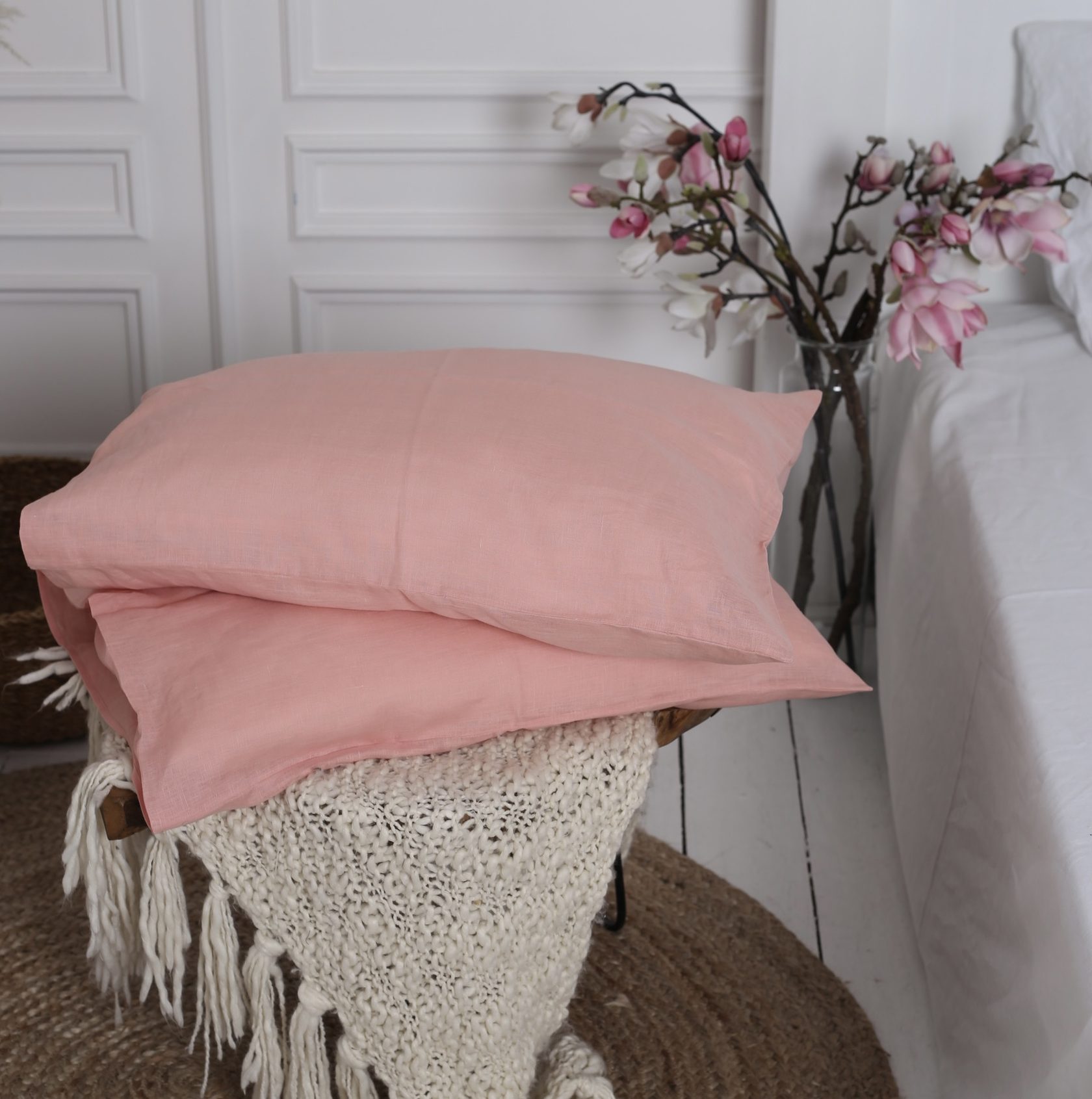 

Крафтова наволочка Luxury Linen на гудзиках льон 50*75 см 2шт Peach