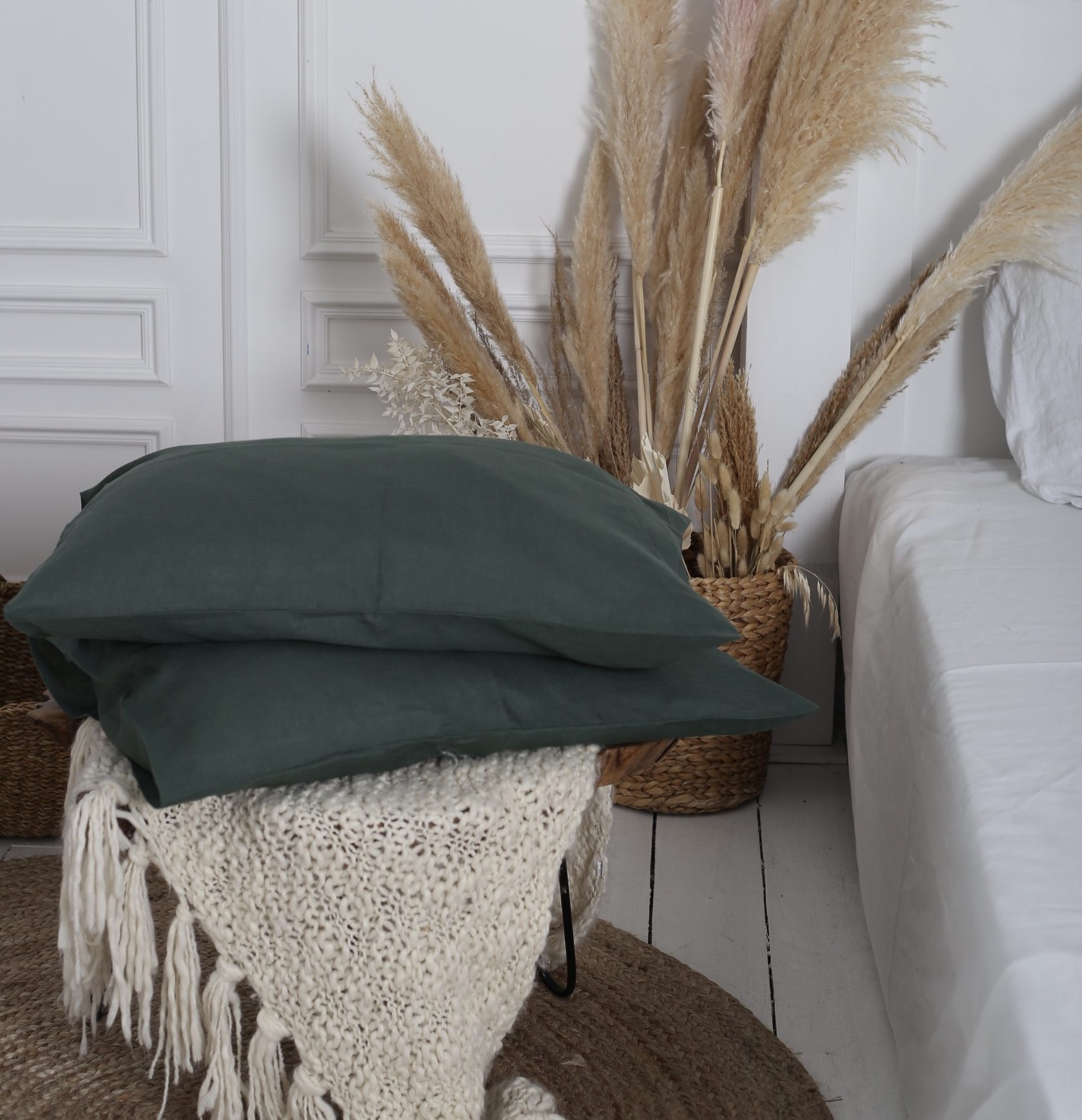 

Крафтова наволочка Luxury Linen з запахом льон 50*70 см 2шт Green Forest