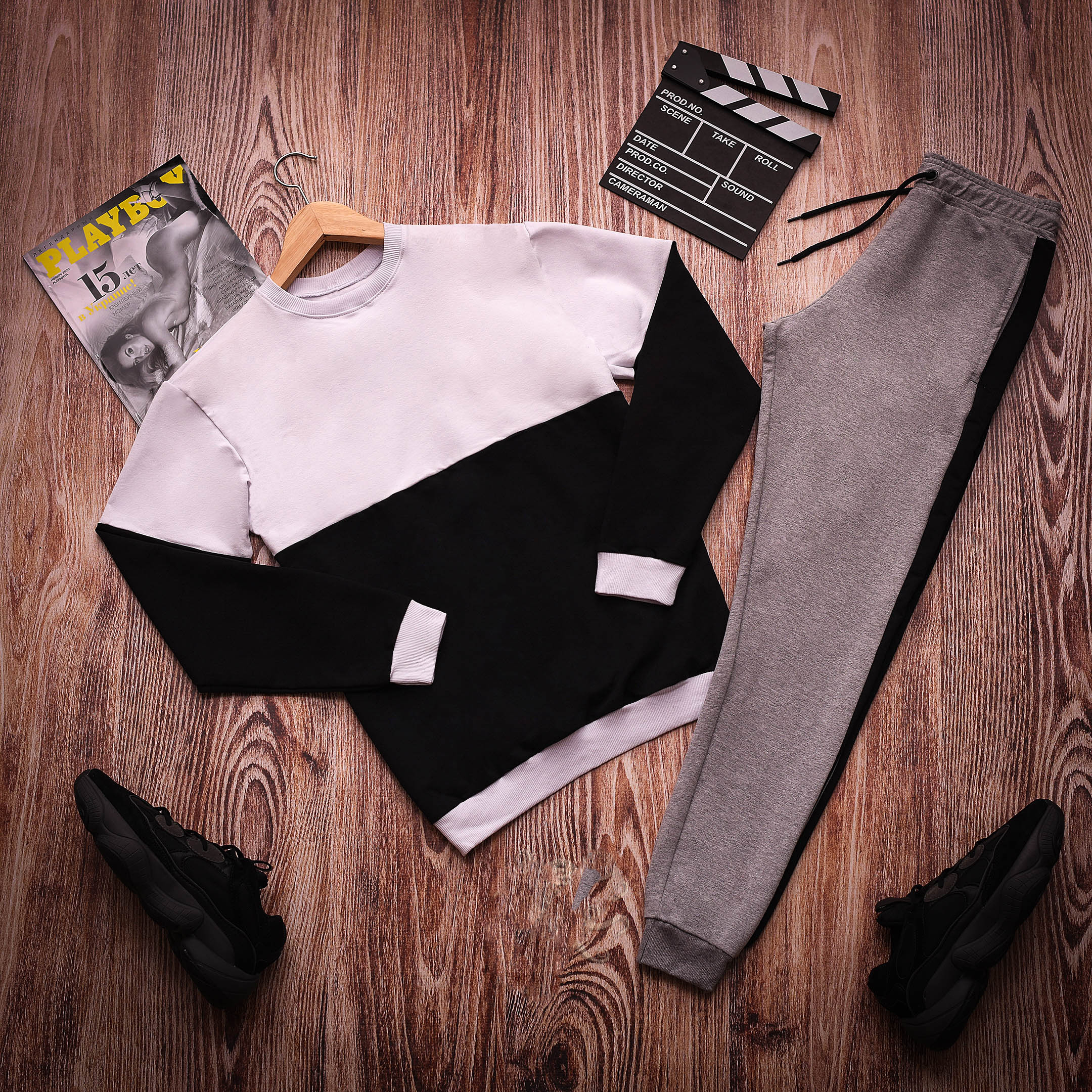 

Мужской спортивный костюм двойка Fashion Man OC7586 рXS черно-белый