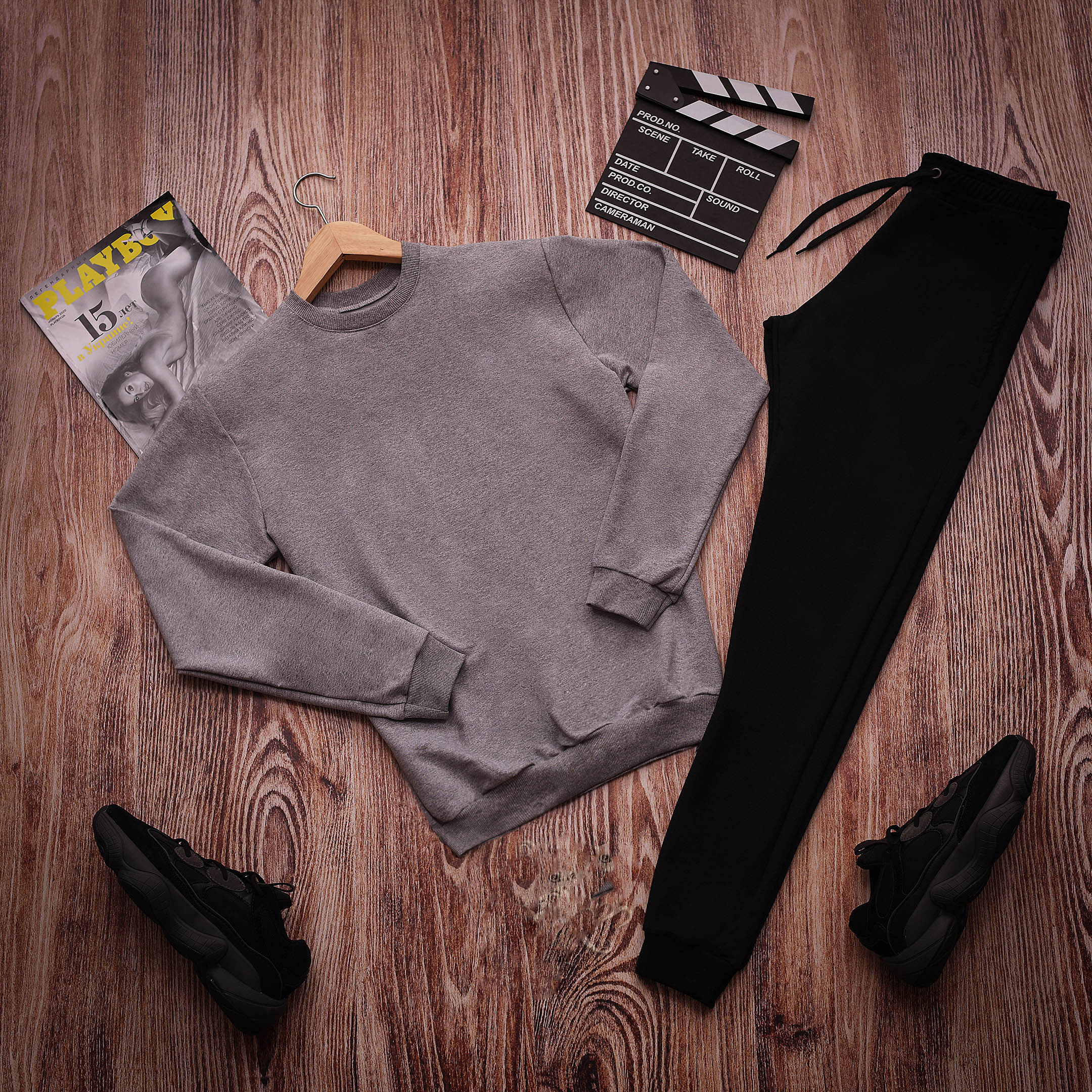 

Мужской спортивный костюм двойка Fashion Man OC2356 рXS черно-серый