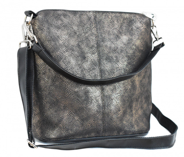 

Женская сумка стильная фабричная брендовая Lucherino 322 питона черного золота экокожа высокого качества (LCH)