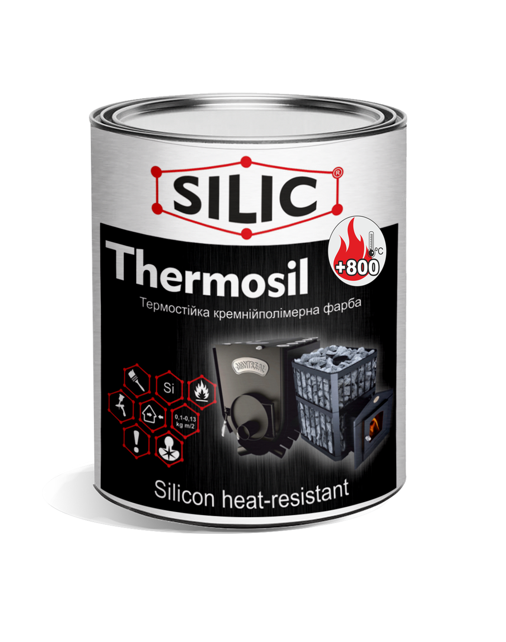 

Краска термостойкая Силик для печей и каминов Thermosil-800 белый 1кг (TS8001b)