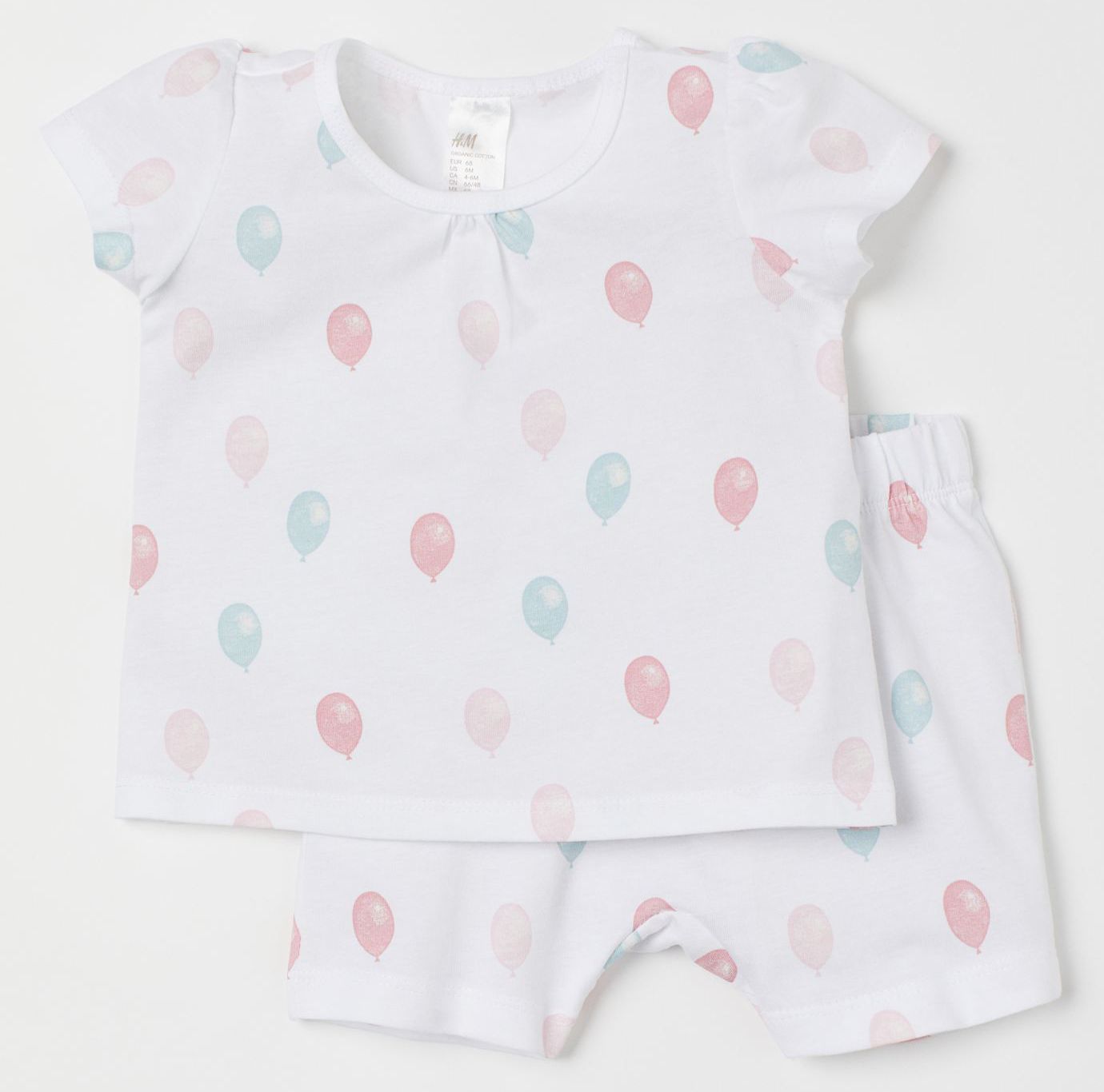 

Пижама (футболка + шорты) H&M 2202-7064651 74 см Белая в горох